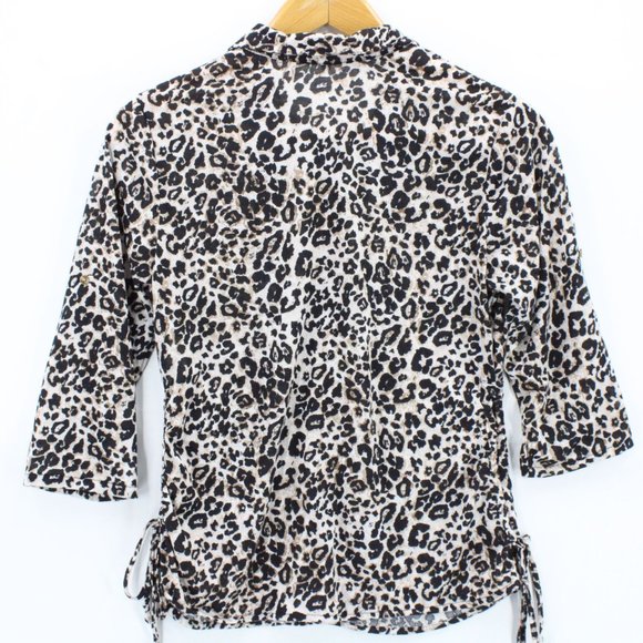 Eden & Olivia Shirt Womens Multicolor Animal Pattern Leopard Lightweight Size M - Picture 7 of 9